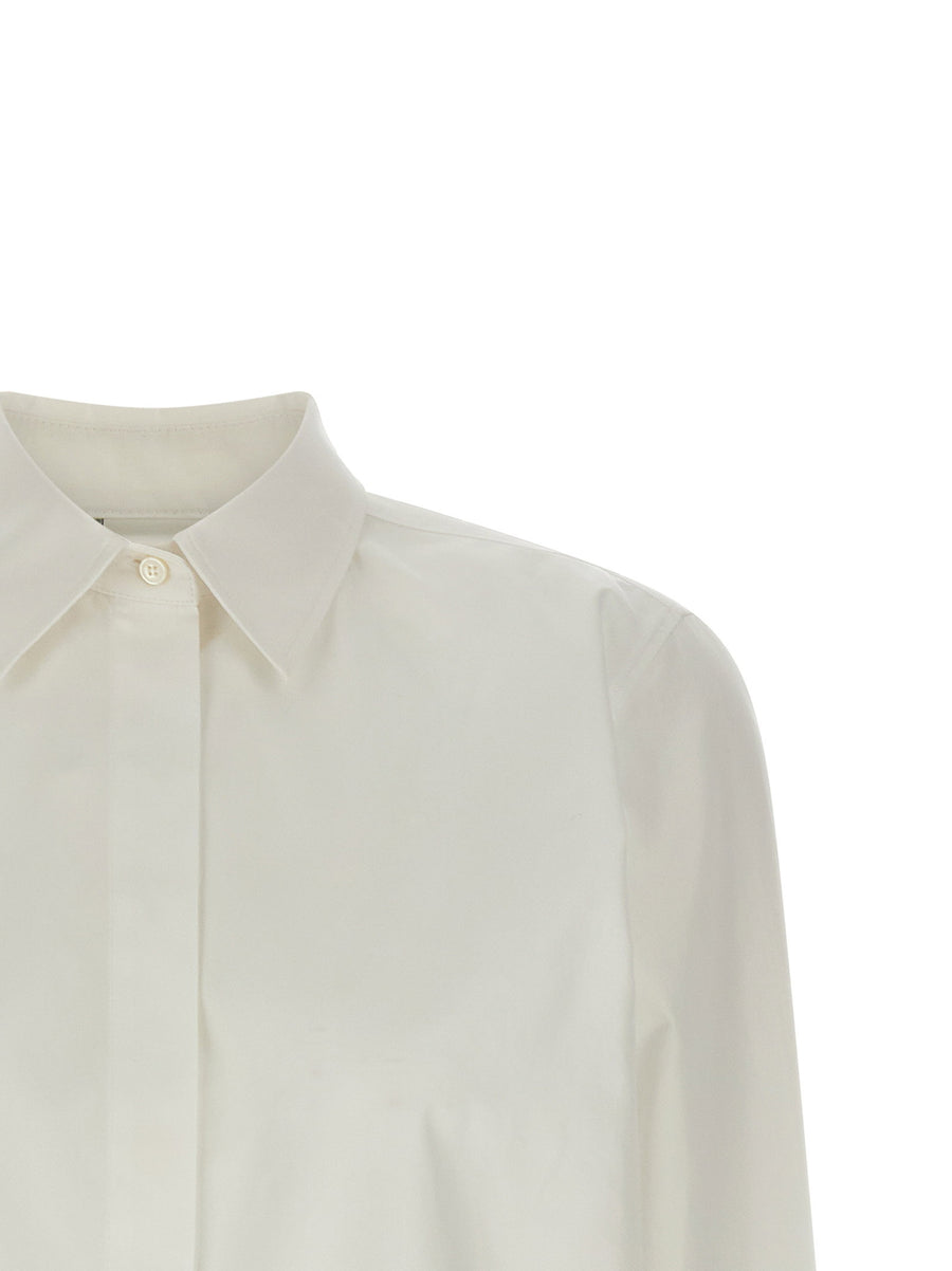 Max Mara Mxmmaroso Shirt Women White Cotton Poplin With Concealed Front Button Closure And Metal Logo