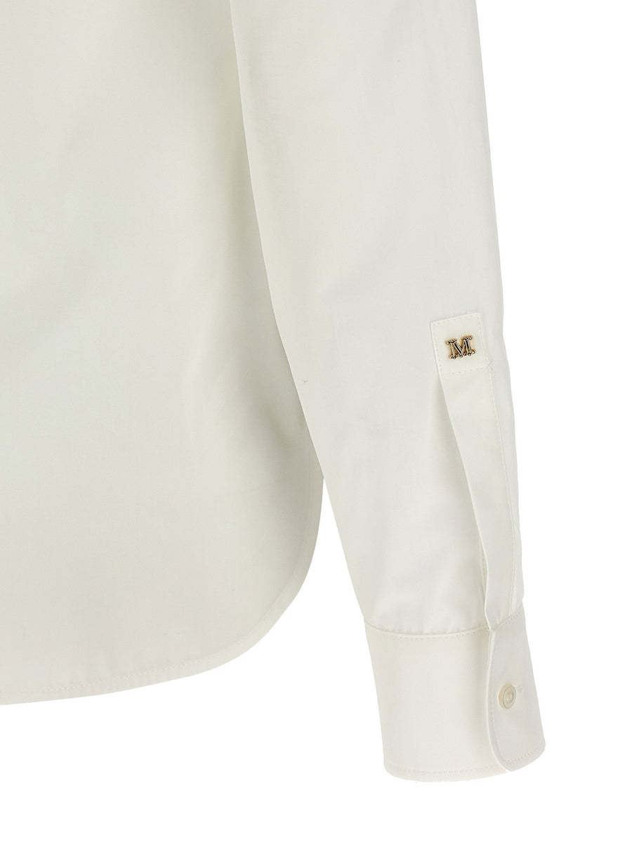 Max Mara Mxmmaroso Shirt Women White Cotton Poplin With Concealed Front Button Closure And Metal Logo
