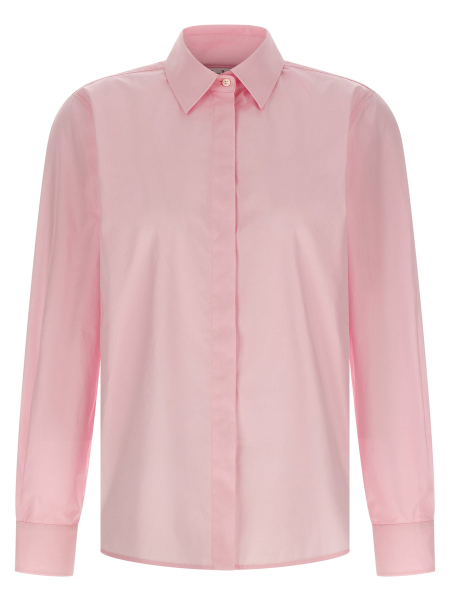 Max Mara Mxmmaroso Shirt Pink Cotton Poplin For Women Minimalist Elegant Subtle Branding Concealed Closure