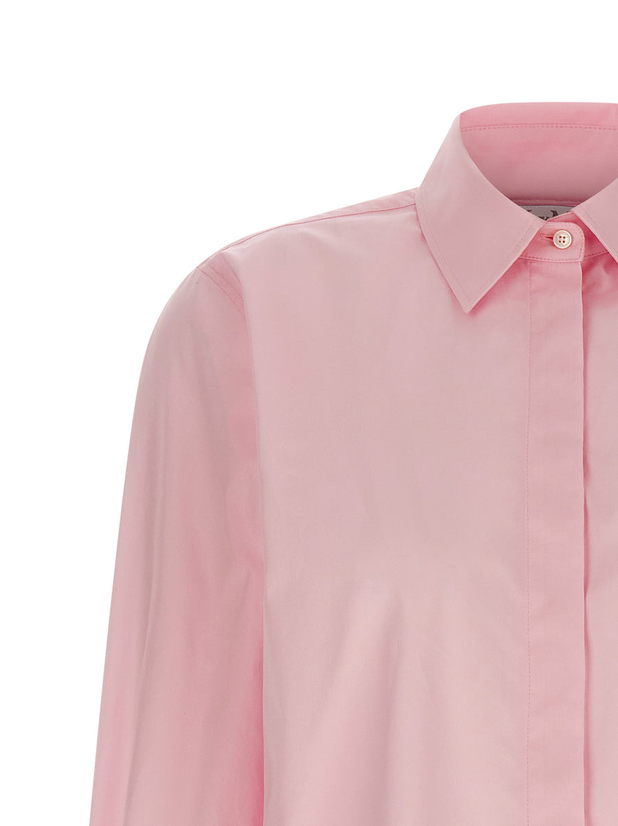 Max Mara Mxmmaroso Shirt Pink Cotton Poplin For Women Minimalist Elegant Subtle Branding Concealed Closure