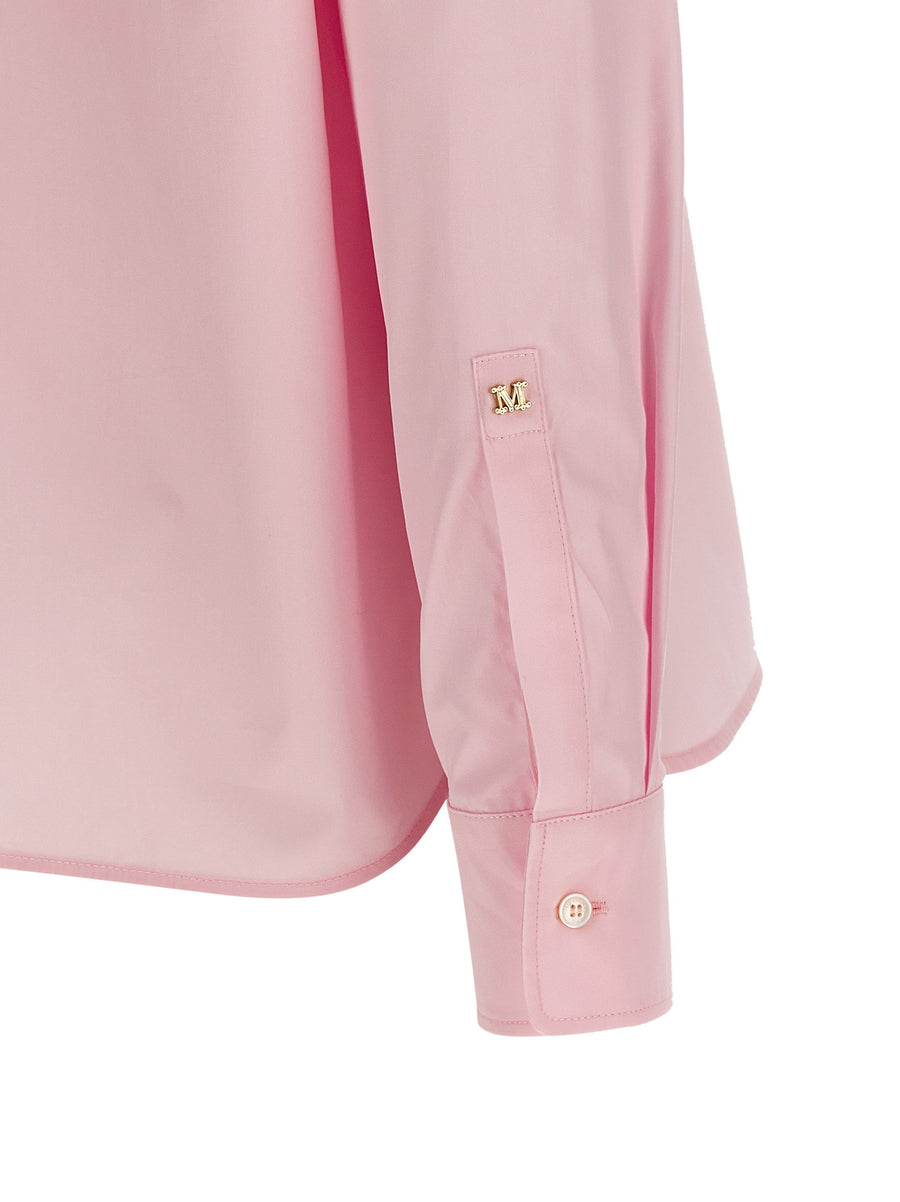 Max Mara Mxmmaroso Shirt Pink Cotton Poplin For Women Minimalist Elegant Subtle Branding Concealed Closure
