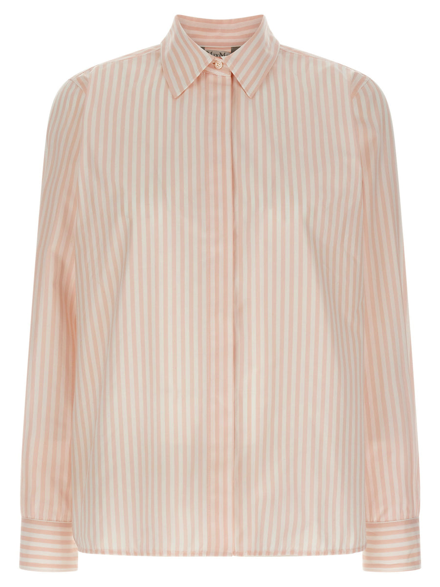 Max Mara Mxmmaccenni Shirt For Women Polished Cotton Poplin Pink Striped Office Wear