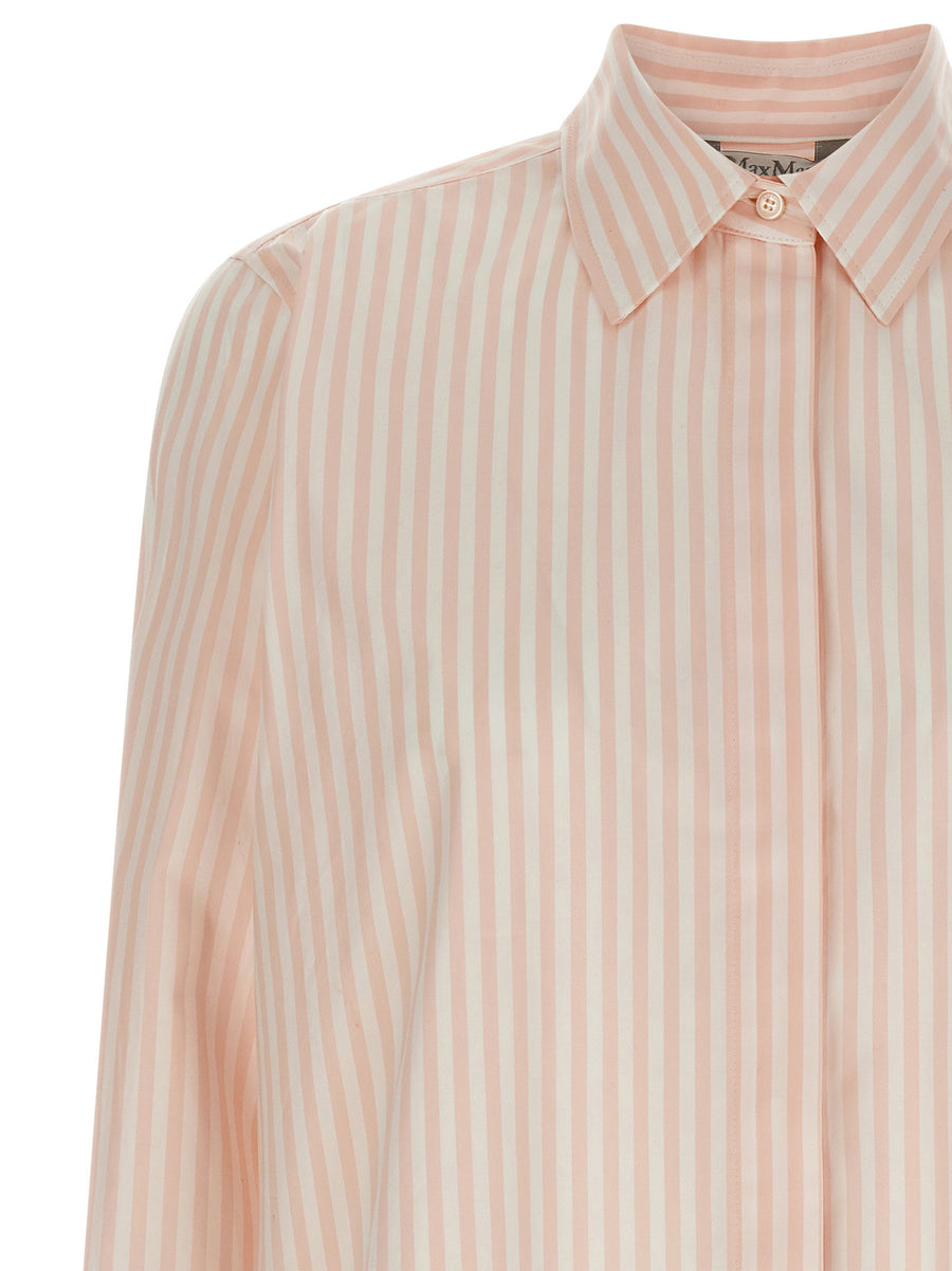 Max Mara Mxmmaccenni Shirt For Women Polished Cotton Poplin Pink Striped Office Wear