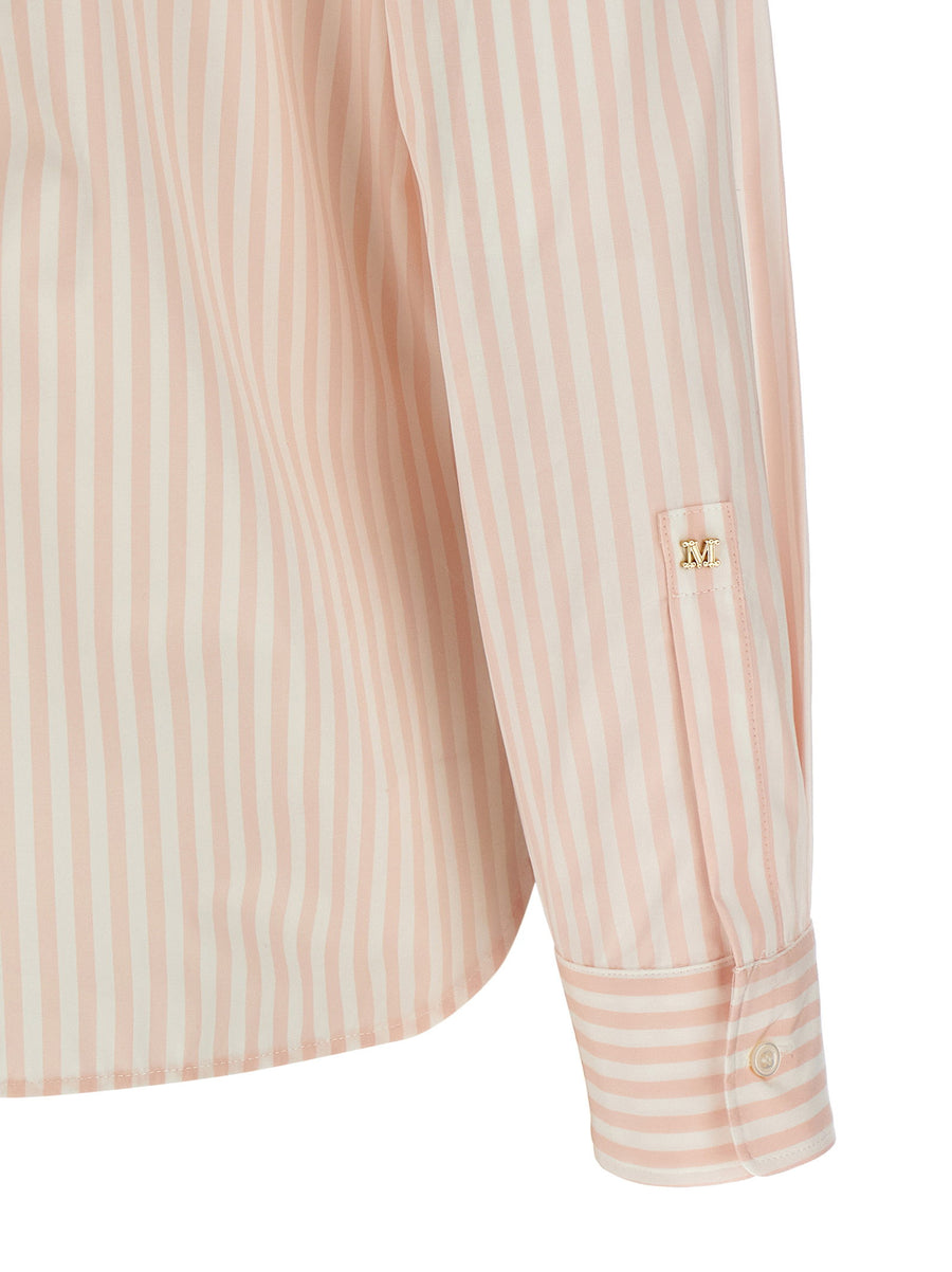 Max Mara Mxmmaccenni Shirt For Women Polished Cotton Poplin Pink Striped Office Wear