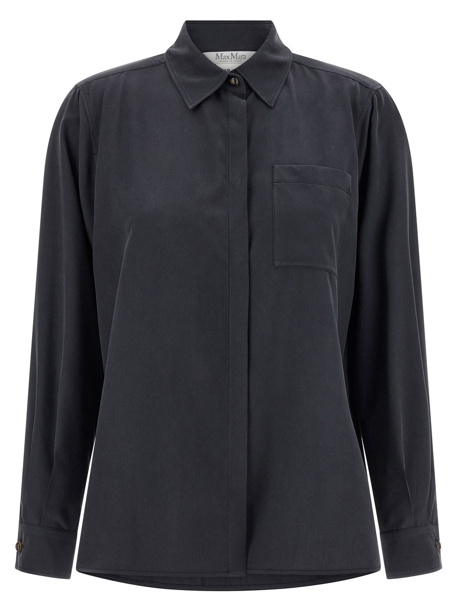 Max Mara Mxmsiamese Silk Shirt Gray 100 Percent Silk