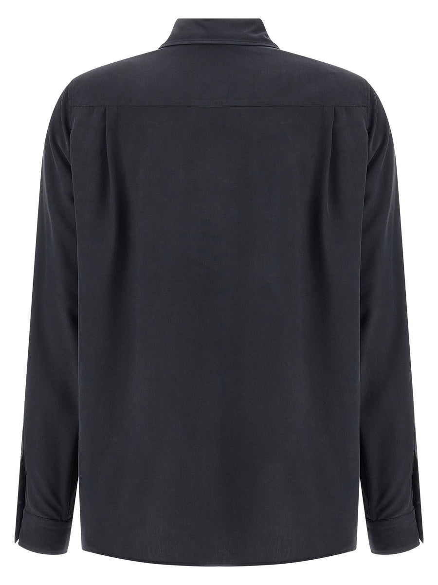 Max Mara Mxmsiamese Silk Shirt Gray 100 Percent Silk