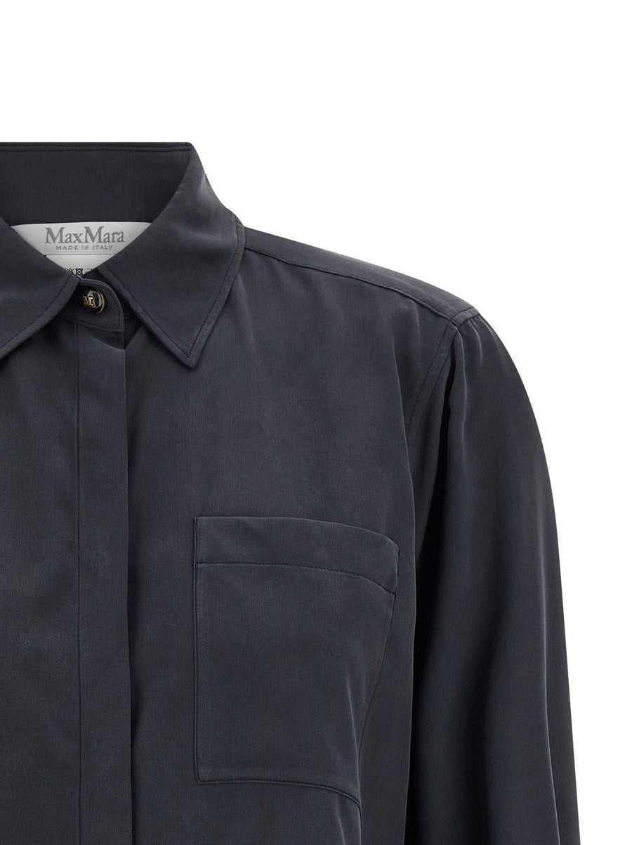 Max Mara Mxmsiamese Silk Shirt Gray 100 Percent Silk