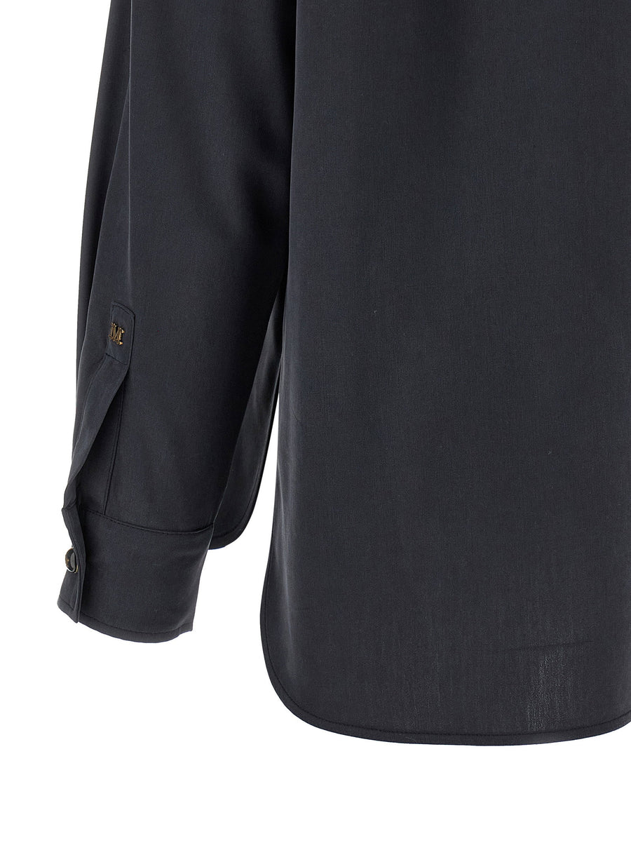 Max Mara Mxmsiamese Silk Shirt Gray 100 Percent Silk