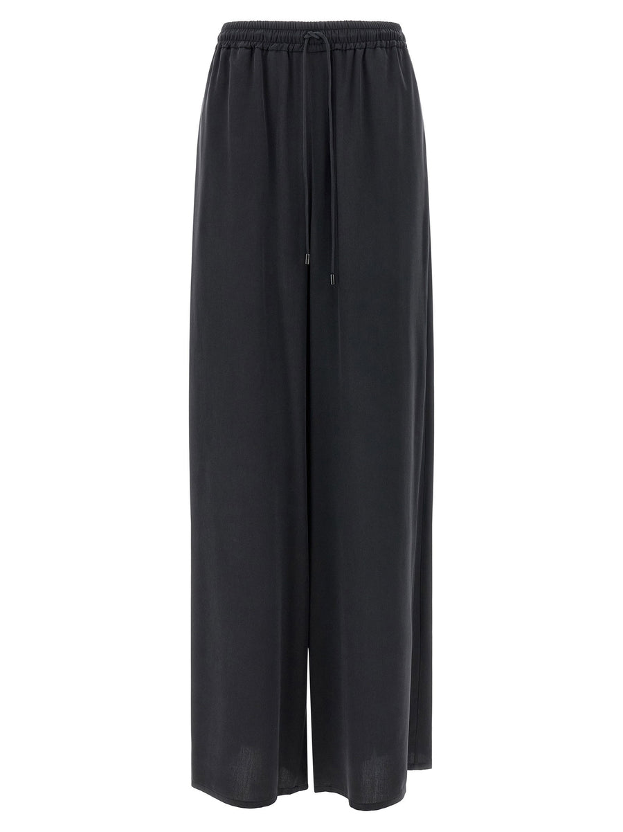 Max Mara Mxmgenero Silk Pants For Women Ultra Wide Straight Leg Blue Silk Canvas