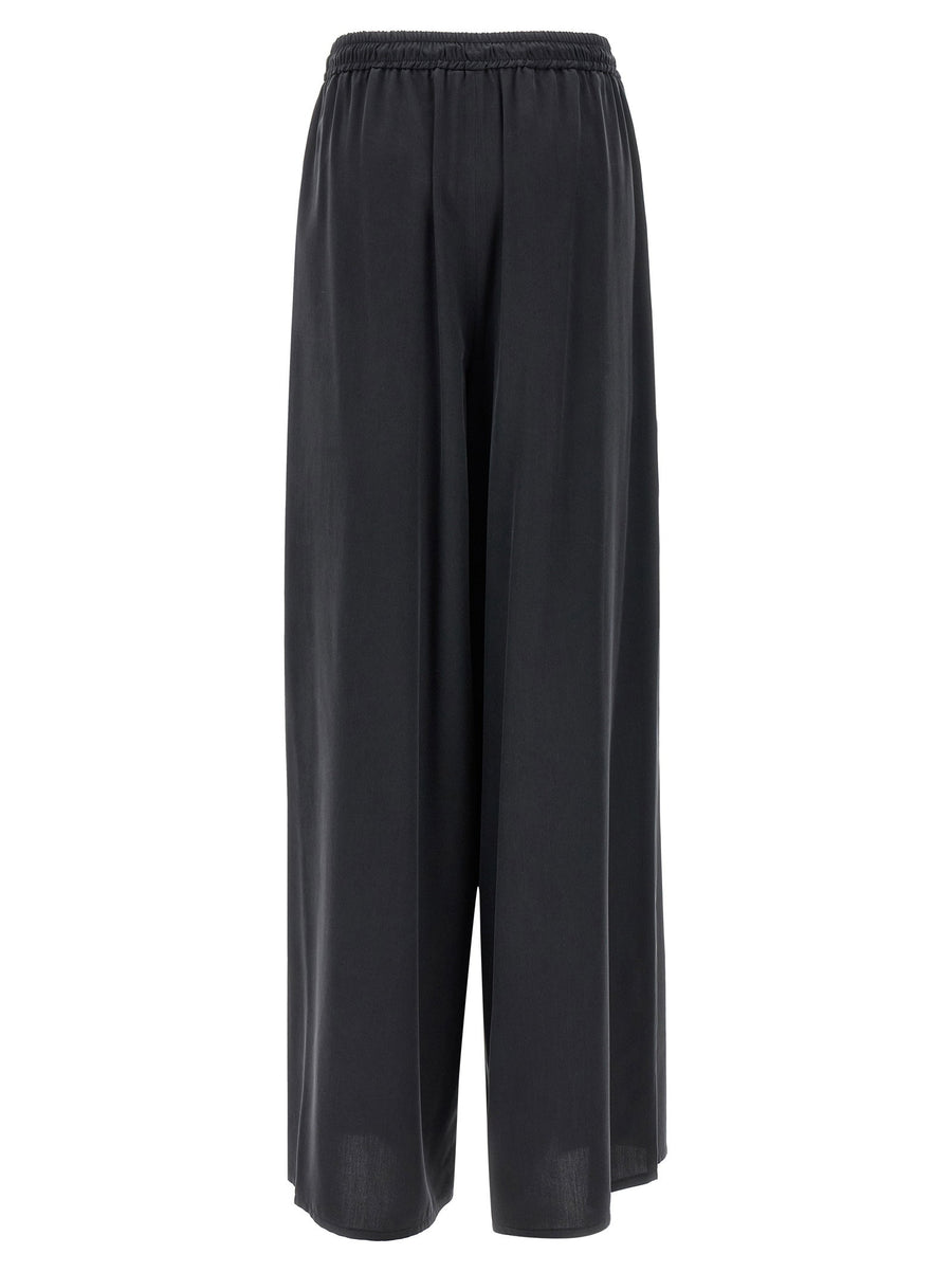 Max Mara Mxmgenero Silk Pants For Women Ultra Wide Straight Leg Blue Silk Canvas