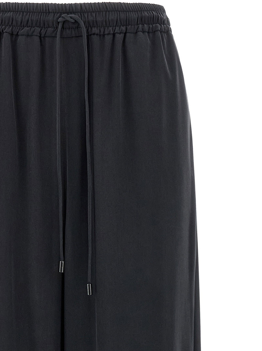 Max Mara Mxmgenero Silk Pants For Women Ultra Wide Straight Leg Blue Silk Canvas