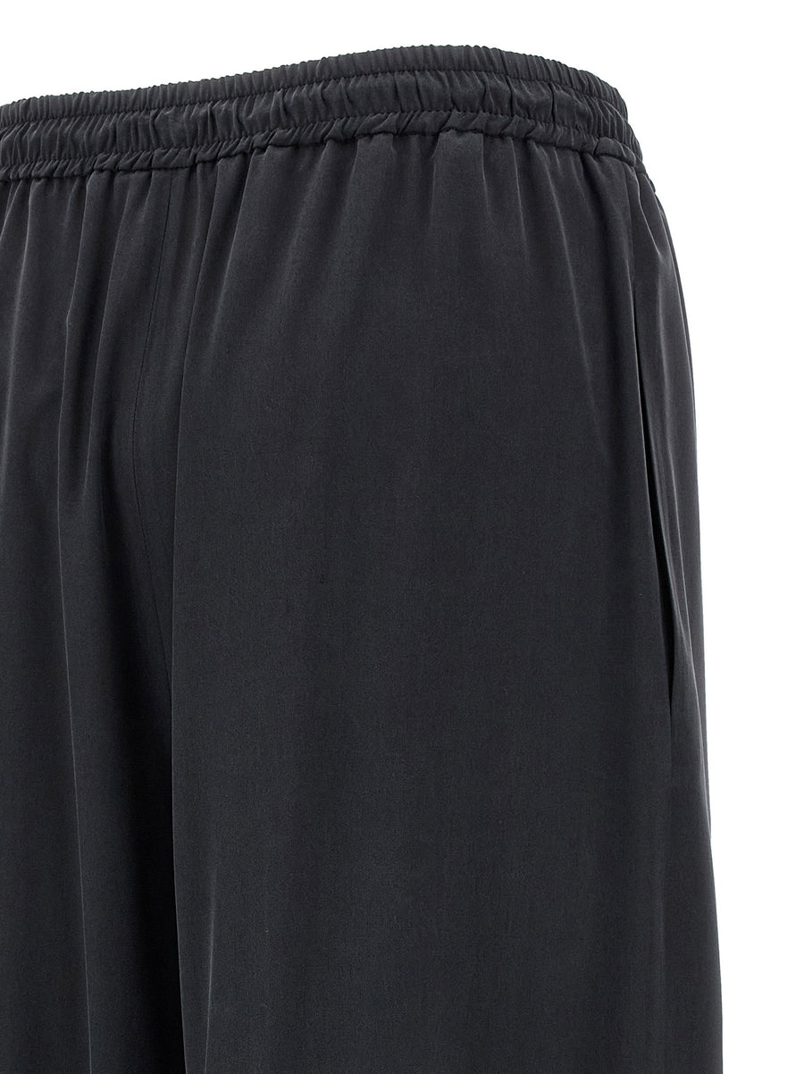 Max Mara Mxmgenero Silk Pants For Women Ultra Wide Straight Leg Blue Silk Canvas
