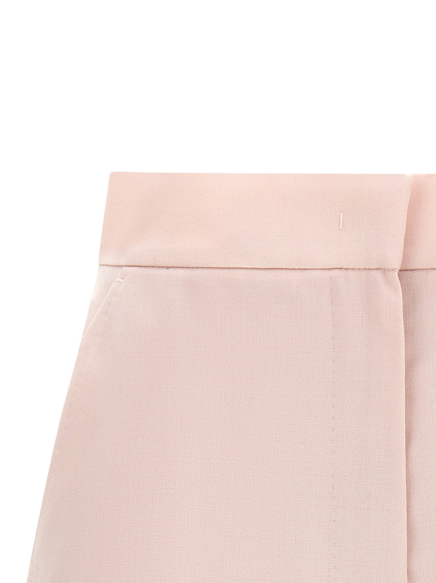 Max Mara MXMCelebre Pink Shorts For Women Luxurious Mohair Wool Silk Blend Front Zip With Turned Hem