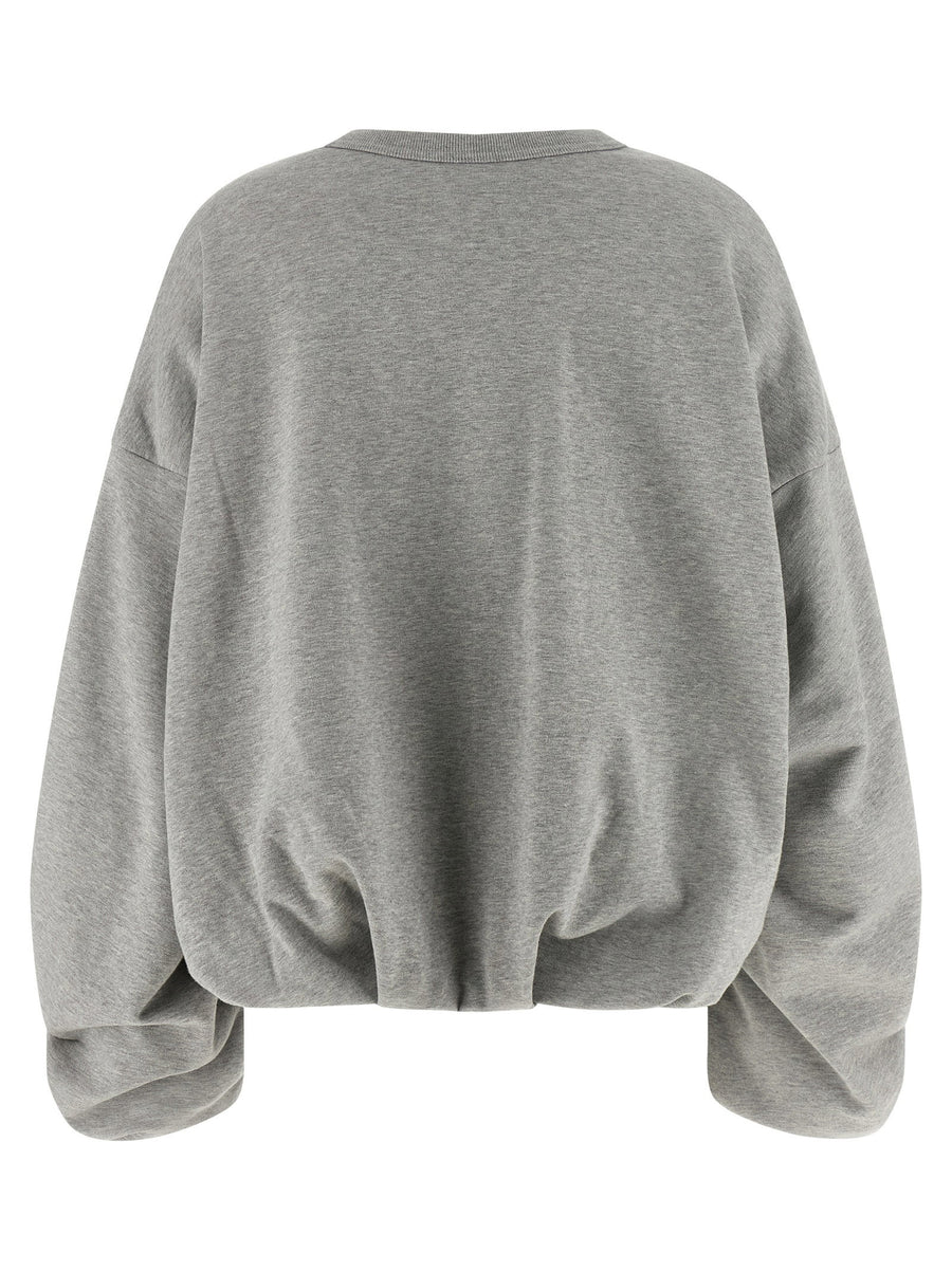 Dries Van Noten Hannett Sweatshirt Gray Cotton Boxy Fit With Pleated Sleeves