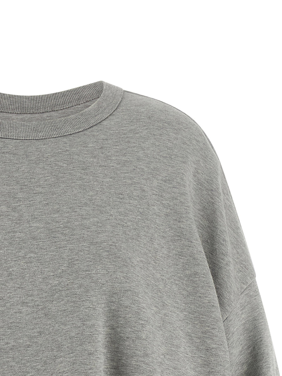 Dries Van Noten Hannett Sweatshirt Gray Cotton Boxy Fit With Pleated Sleeves