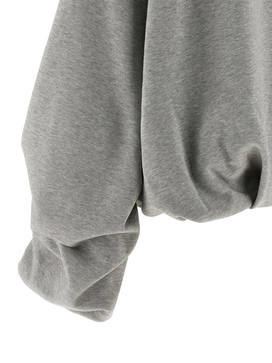Dries Van Noten Hannett Sweatshirt Gray Cotton Boxy Fit With Pleated Sleeves