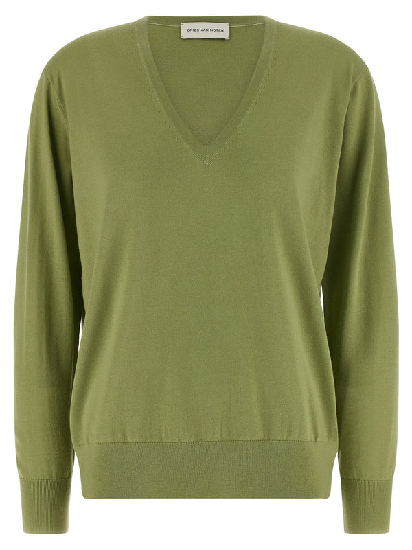 Dries Van Noten Tuomas Merino Wool Lightweight V Neck Sweater Unisex Luxury Knit For Office And Weekend