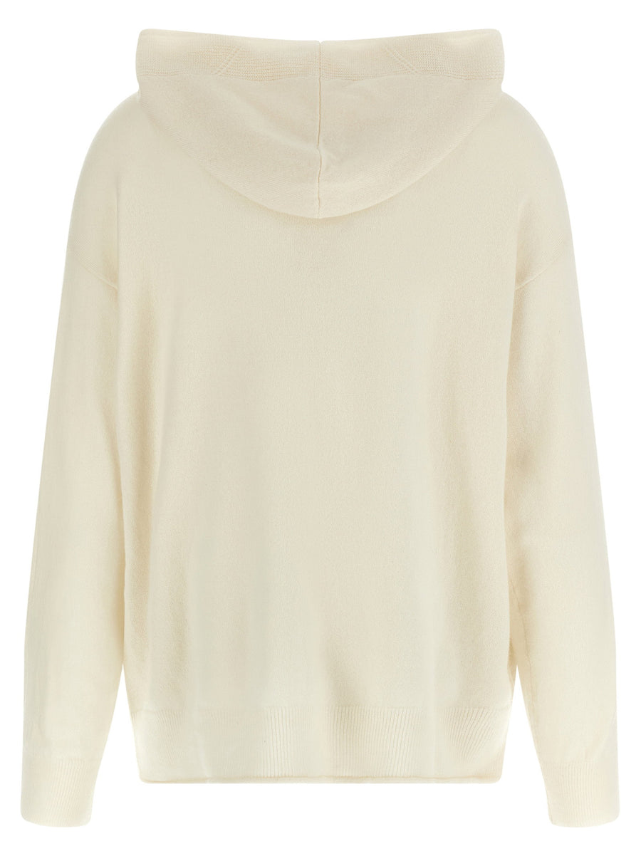Max Mara Cashmere Hooded Cardigan For Women Luxurious White With Front Zip Closure And Pockets