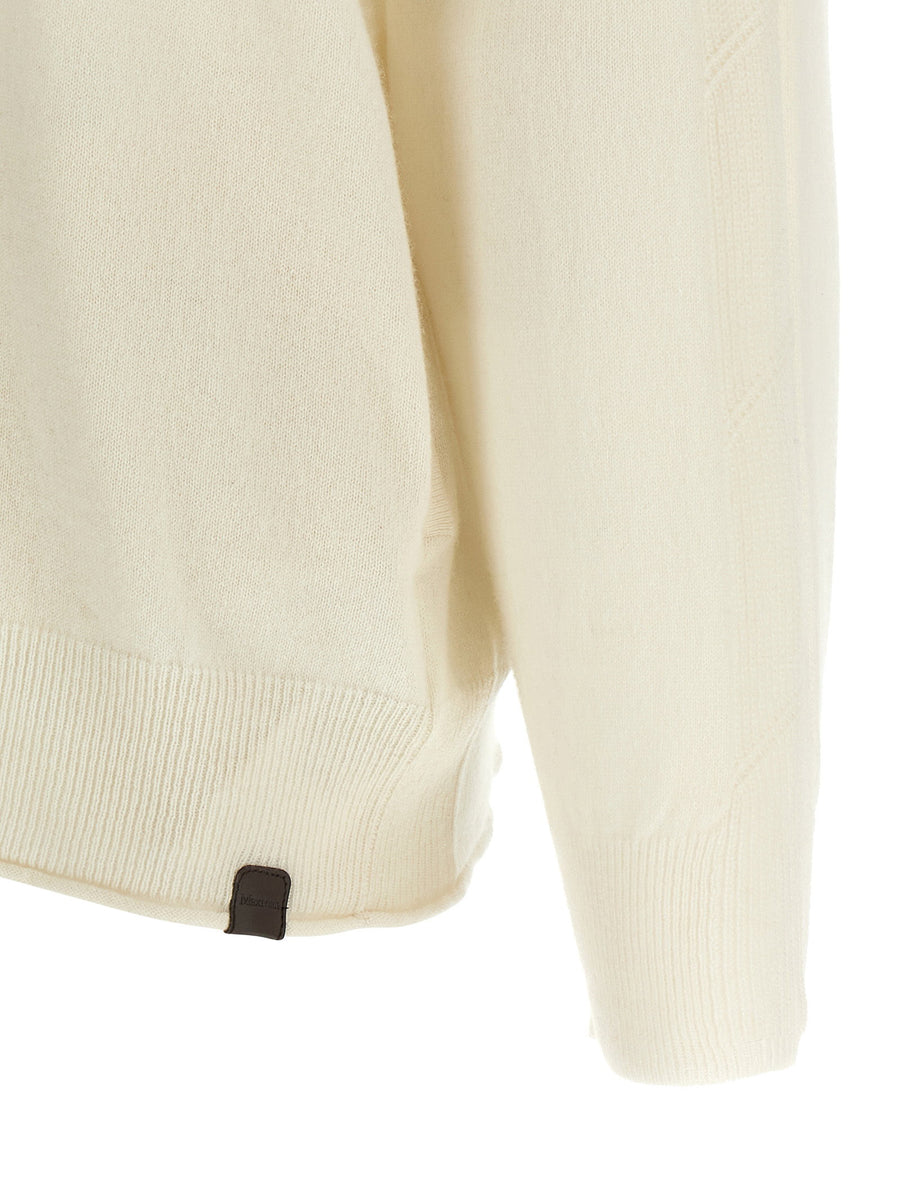 Max Mara Cashmere Hooded Cardigan For Women Luxurious White With Front Zip Closure And Pockets