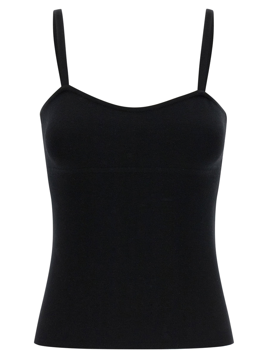 Max Mara Mxmepica Luxurious Virgin Wool Knit Top For Women With Sweetheart Neckline And Thin Straps