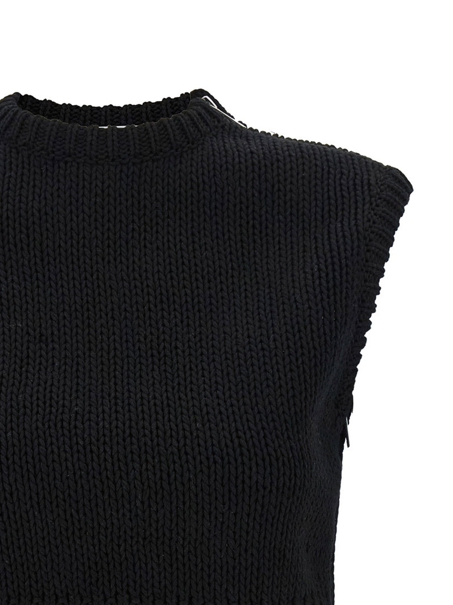 Max Mara Mxsvolto Sweater Cropped Sleeveless Top With Breathable Shaved Cotton Jersey Mesh For Women