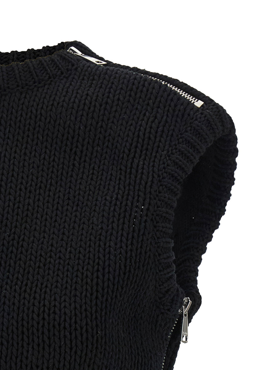 Max Mara Mxsvolto Sweater Cropped Sleeveless Top With Breathable Shaved Cotton Jersey Mesh For Women