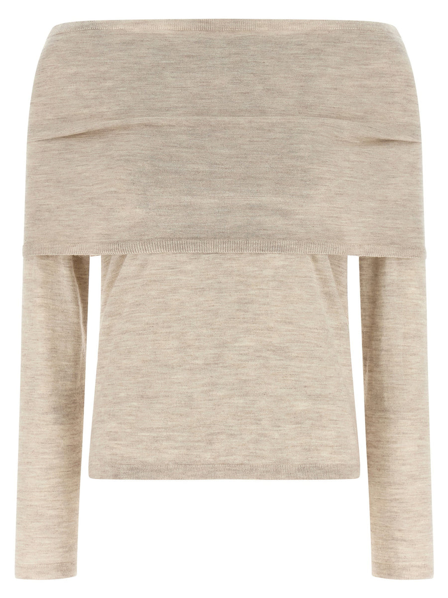 Max Mara Cashmere Sweater Mxmfaretra Luxurious Lightweight Boat Neck With Removable Shoulder Band For Women