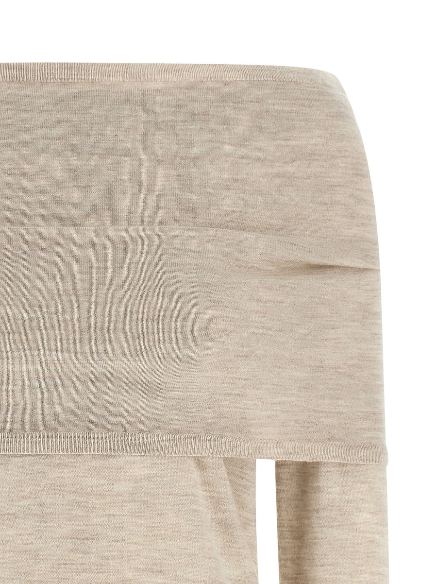 Max Mara Cashmere Sweater Mxmfaretra Luxurious Lightweight Boat Neck With Removable Shoulder Band For Women