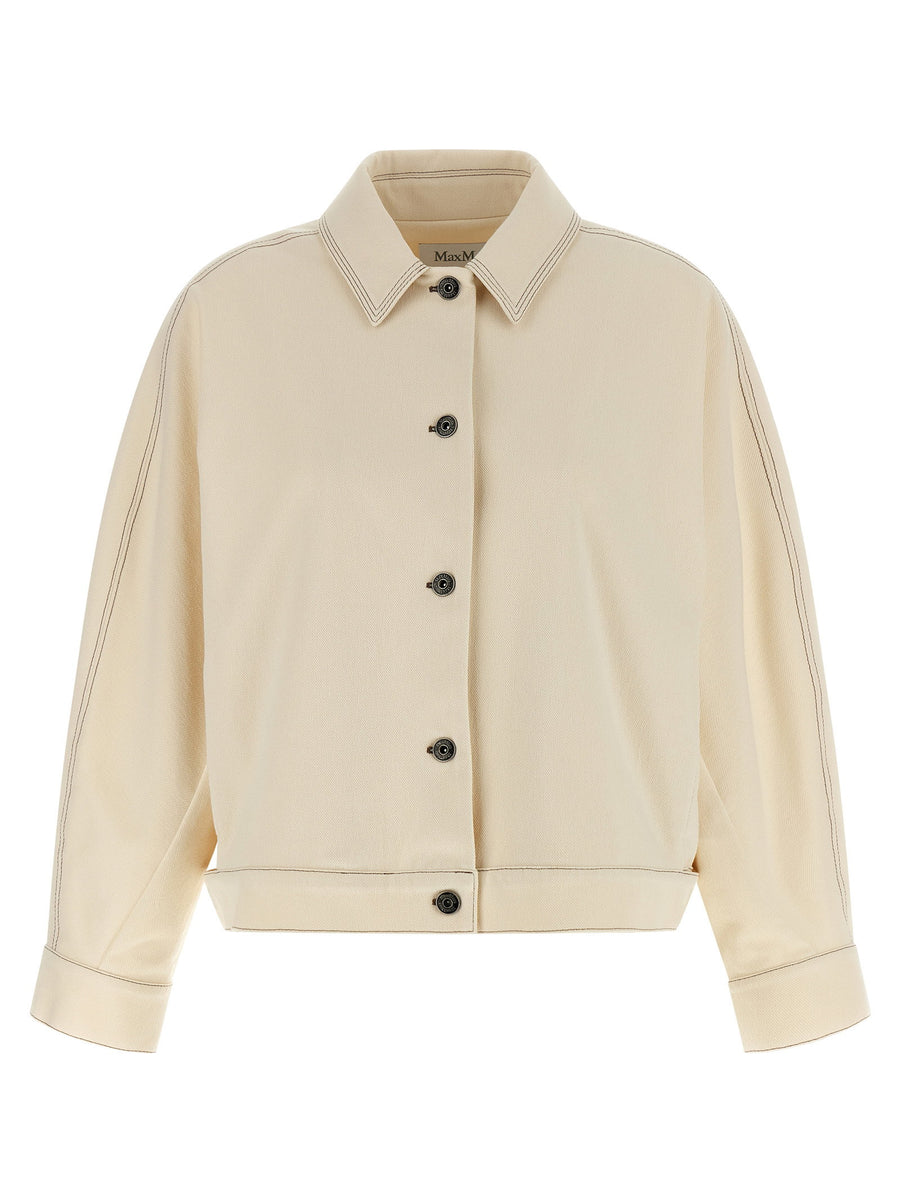 Mxpnettare Overshirt For Women Max Mara Denim Look Cotton Jersey With Unlined Design And Contrast Stitching Versatility