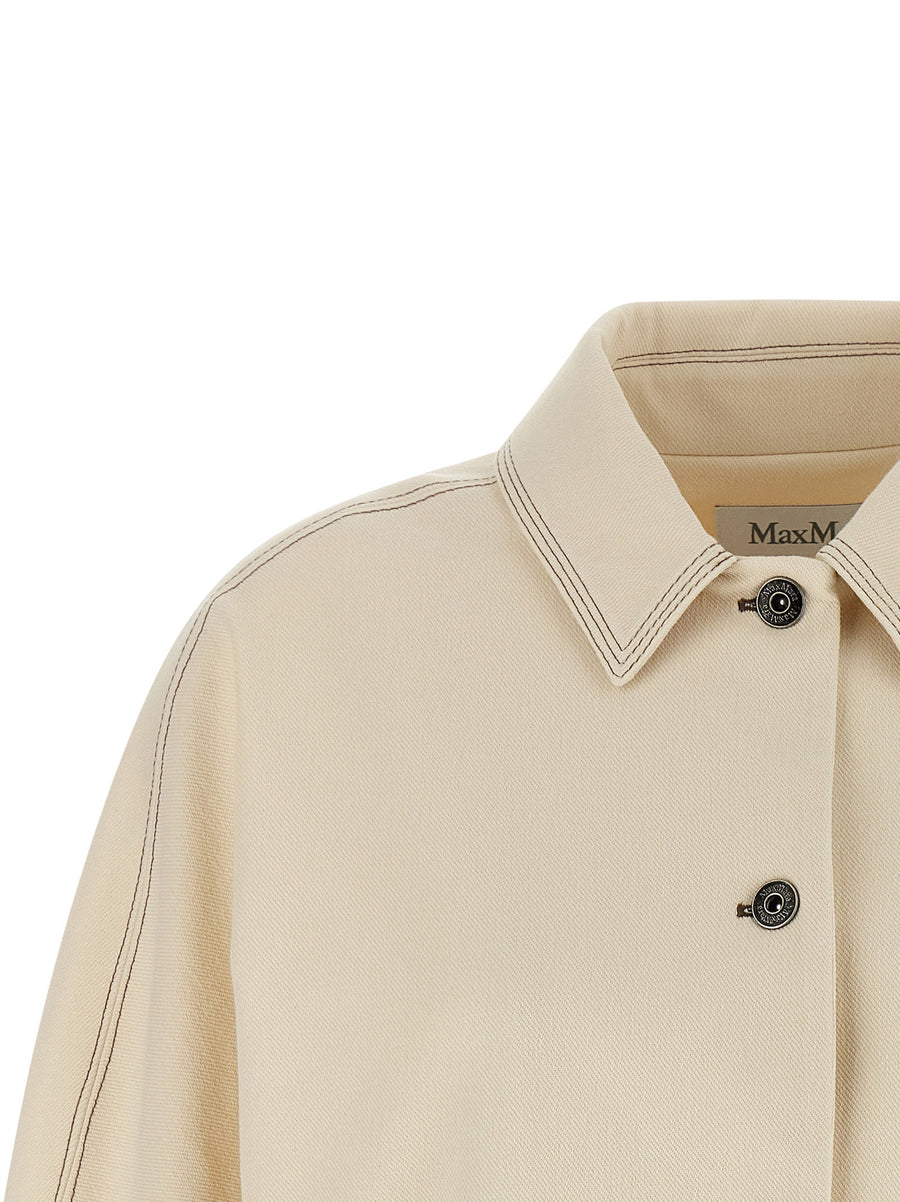 Mxpnettare Overshirt For Women Max Mara Denim Look Cotton Jersey With Unlined Design And Contrast Stitching Versatility