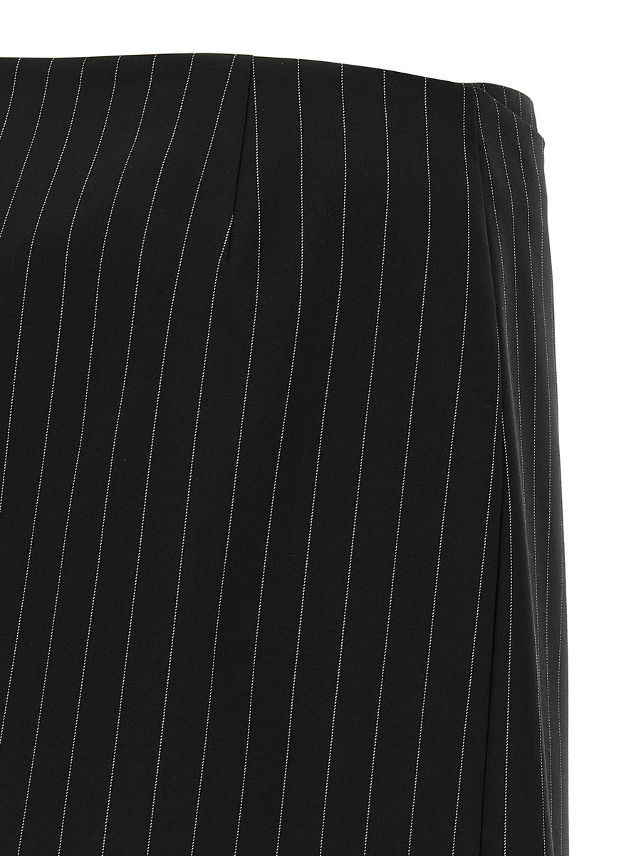 Sportmax Spxfatti Black Pinstriped Wool Gabardine Mini Wrap Skirt