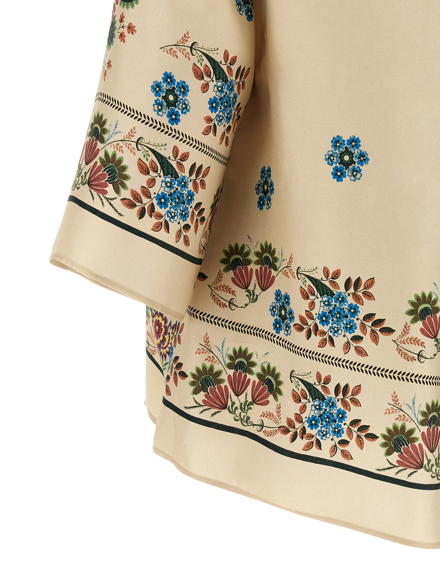Weekend Max Mara Luxurious Silk Blouse For Women Patterned Silk Twill Soft Draped Silhouette Beige