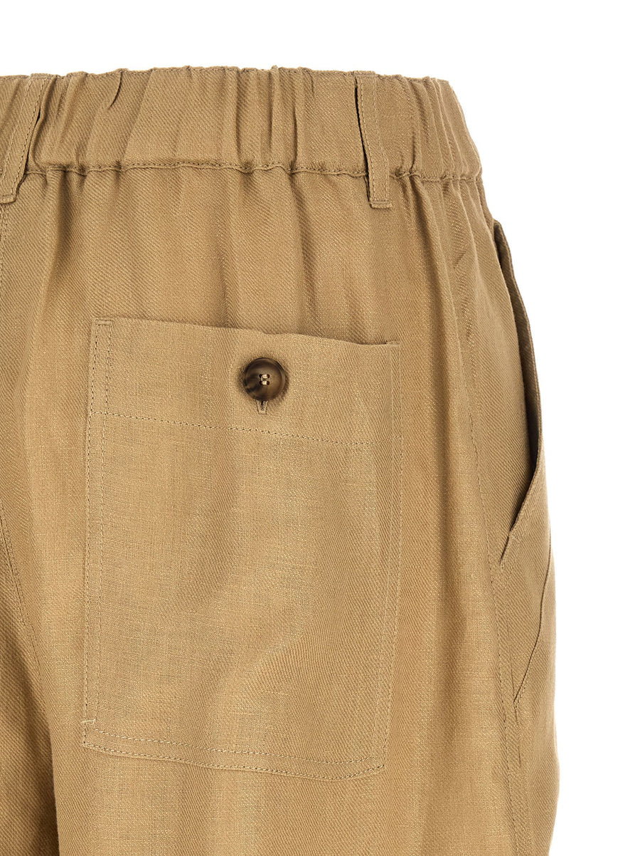 Weekend Max Mara Wikfinale Beige Linen Wide Leg Trousers For Women