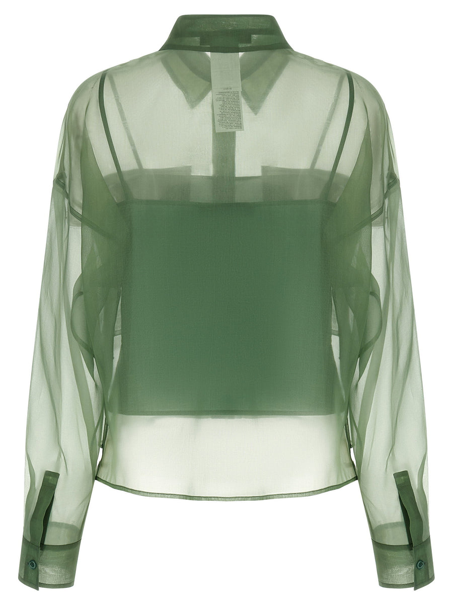 Weekend Max Mara Wkdcolomba Silk Organza Shirt Green Boxy Fit