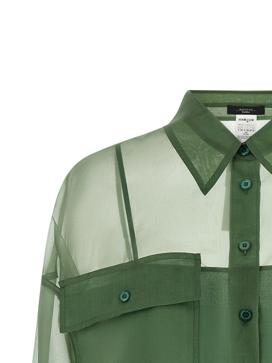 Weekend Max Mara Wkdcolomba Silk Organza Shirt Green Boxy Fit