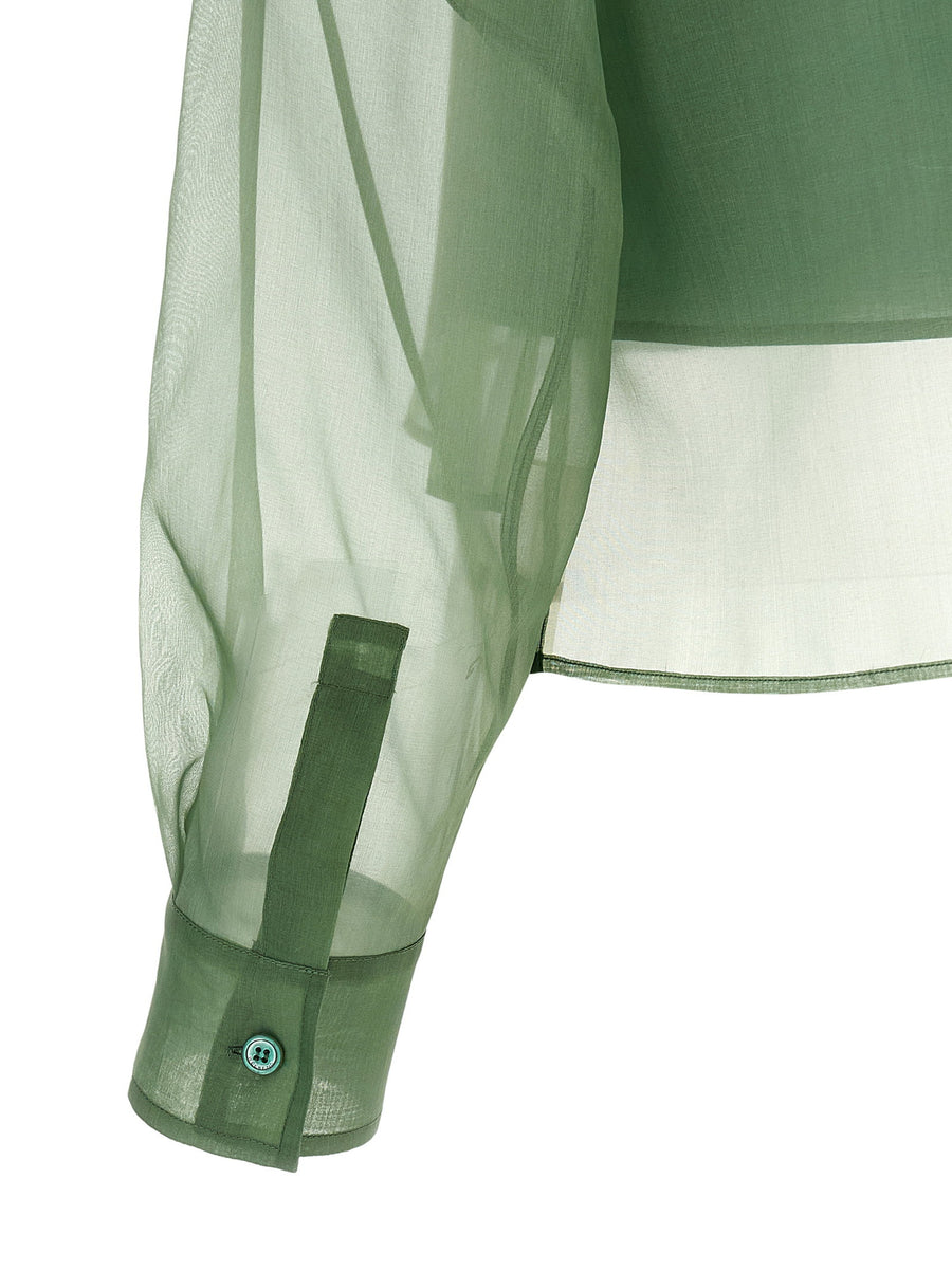 Weekend Max Mara Wkdcolomba Silk Organza Shirt Green Boxy Fit
