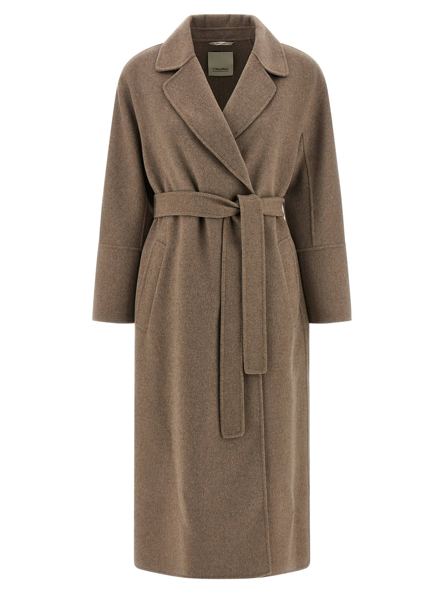 Max Mara Smmelisa Wool Coat Luxurious Hand Sewn Virgin Wool Long Dressing Gown Style For Women