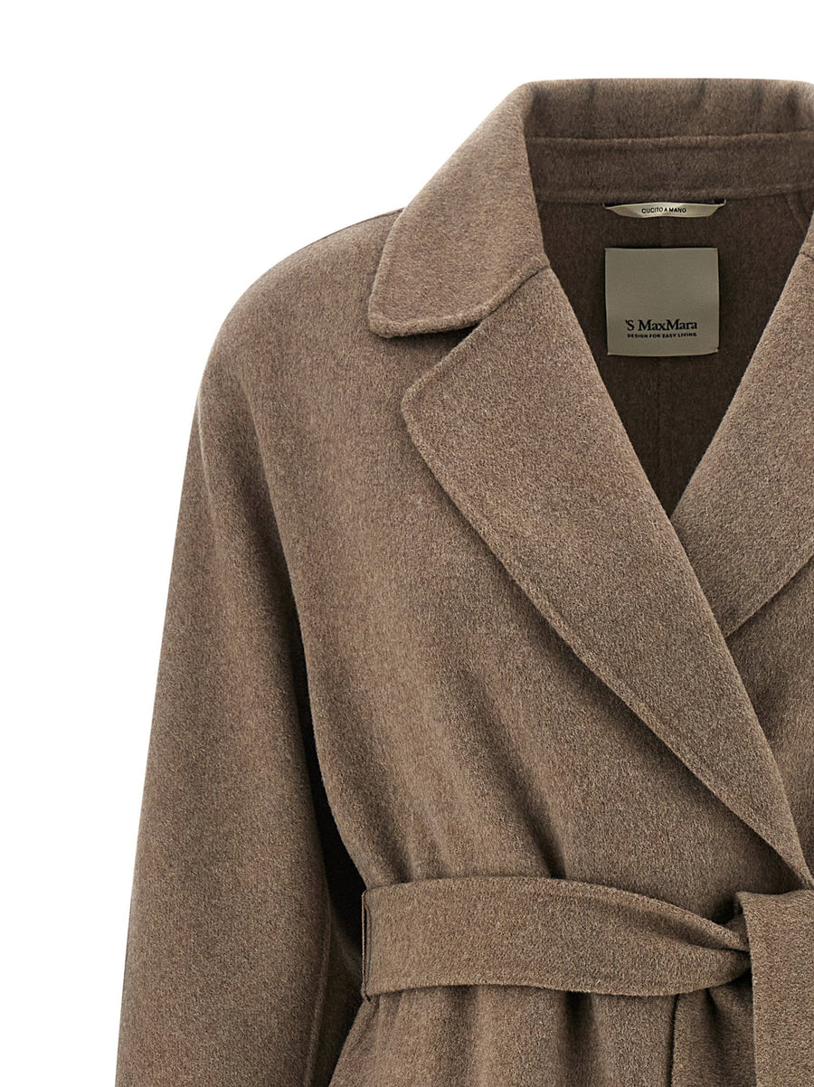 Max Mara Smmelisa Wool Coat Luxurious Hand Sewn Virgin Wool Long Dressing Gown Style For Women