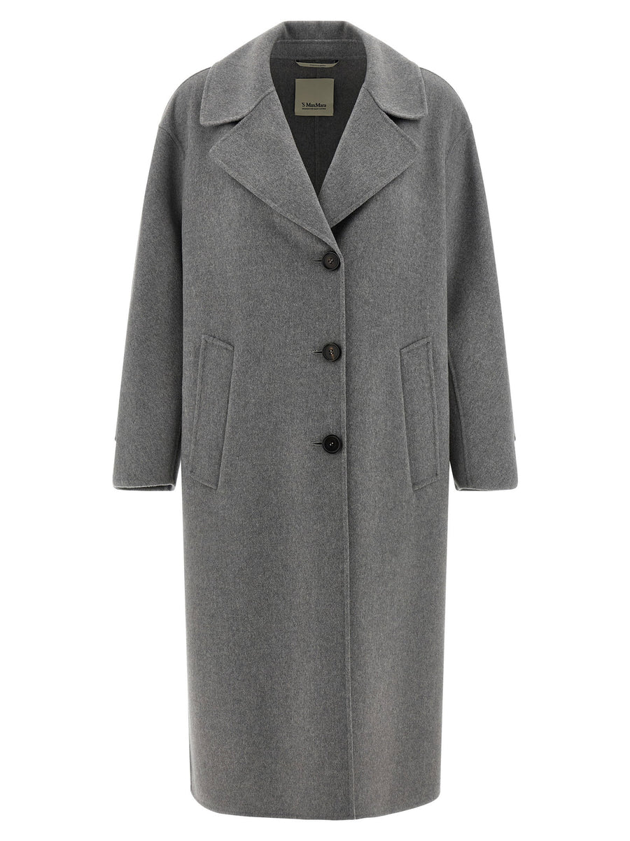 Max Mara Smmzoe Wool Coat For Women Hand Sewn Virgin Wool Long Gray Coat Timeless Luxury