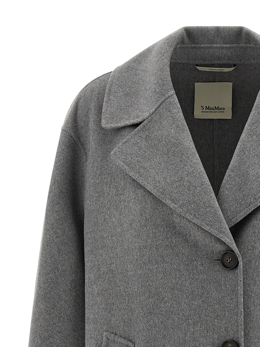Max Mara Smmzoe Wool Coat For Women Hand Sewn Virgin Wool Long Gray Coat Timeless Luxury