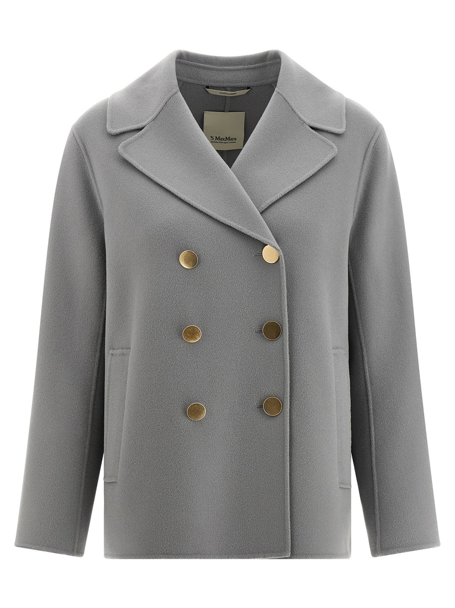 Max Mara S Smmmargot Blazer For Women Gray Virgin Wool Double Breasted Caban Inspired Office Jacket