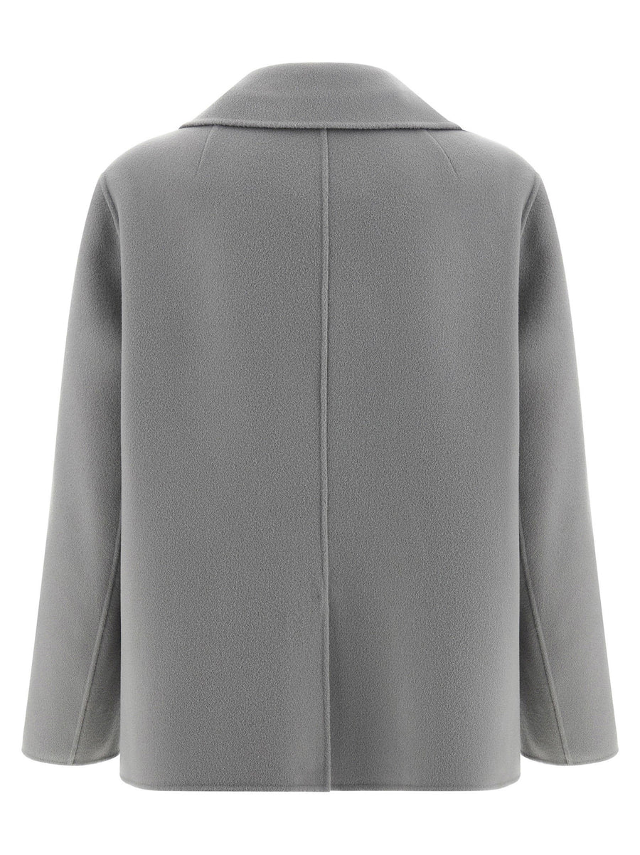 Max Mara S Smmmargot Blazer For Women Gray Virgin Wool Double Breasted Caban Inspired Office Jacket