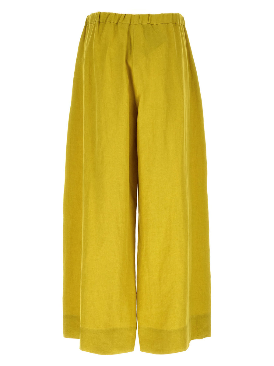 Max Mara S Smmaurora Linen Cropped Wide Leg Trousers Yellow For Women