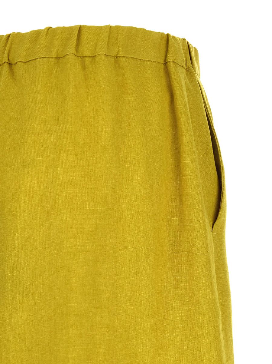 Max Mara S Smmaurora Linen Cropped Wide Leg Trousers Yellow For Women