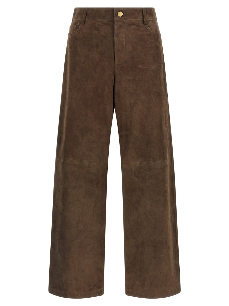 Max Mara Smmfulmine Suede Pants For Women With Panel Detailing And Refined Wide Leg Office Wear