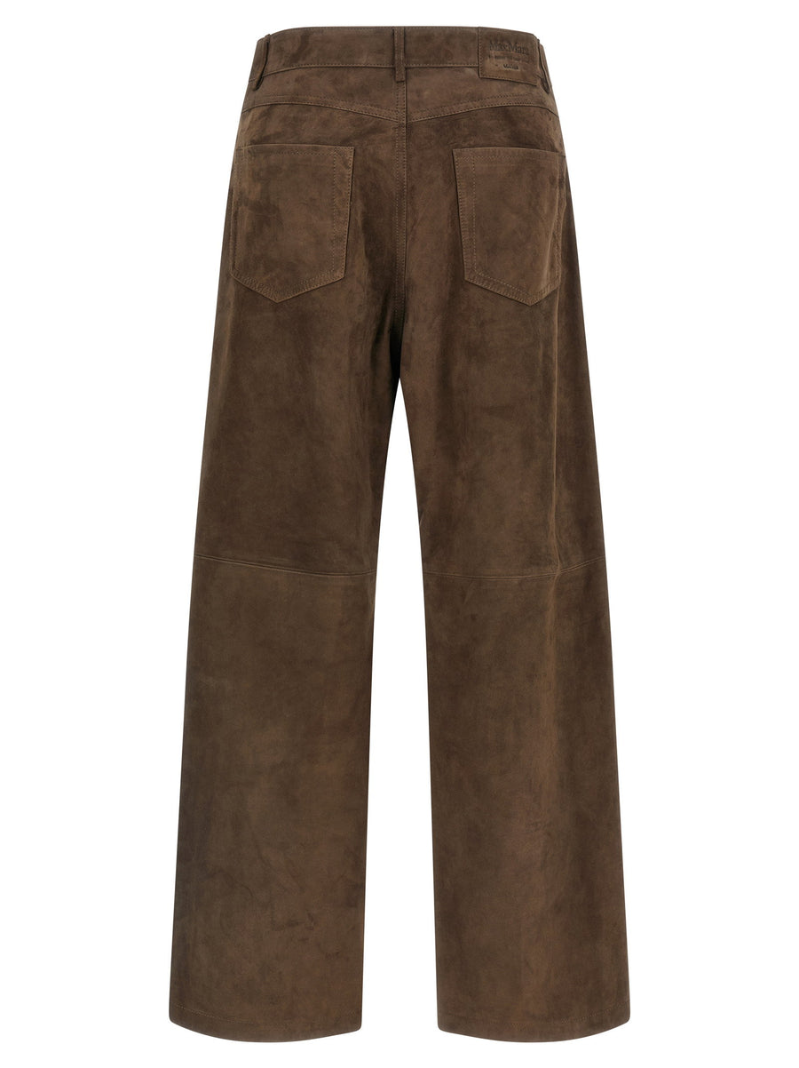 Max Mara Smmfulmine Suede Pants For Women With Panel Detailing And Refined Wide Leg Office Wear