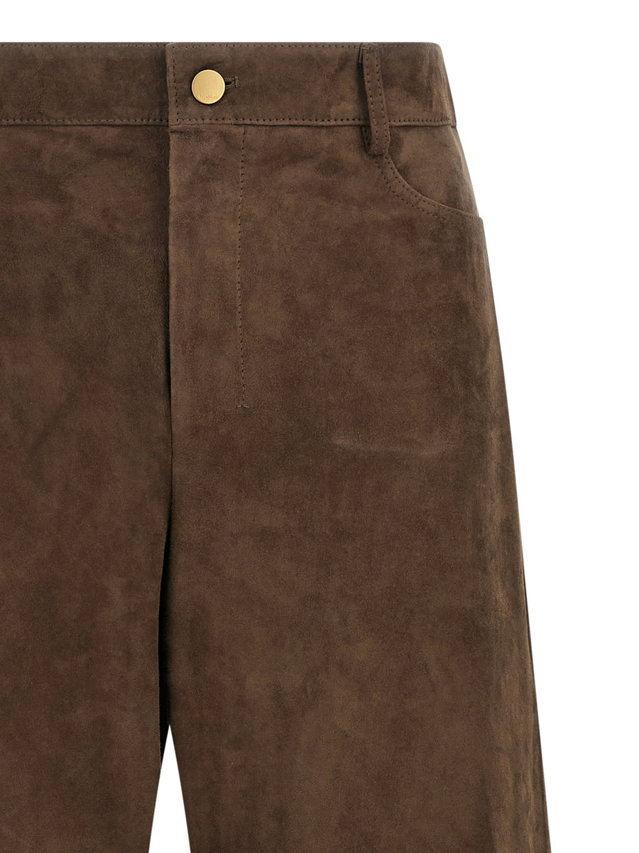 Max Mara Smmfulmine Suede Pants For Women With Panel Detailing And Refined Wide Leg Office Wear