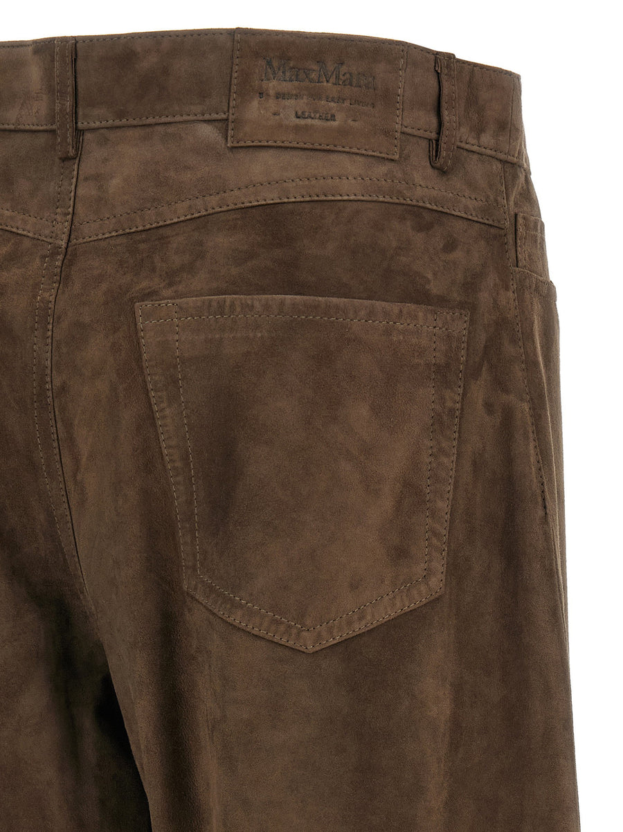 Max Mara Smmfulmine Suede Pants For Women With Panel Detailing And Refined Wide Leg Office Wear