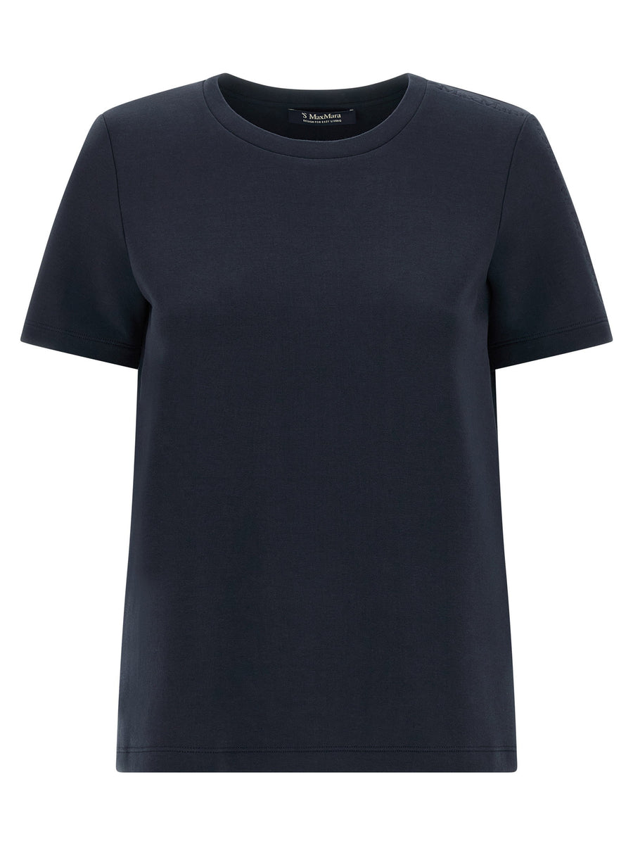 Max Mara Smmnancy T Shirt For Women Luxury Cotton Jersey With Short Embroidered Sleeves