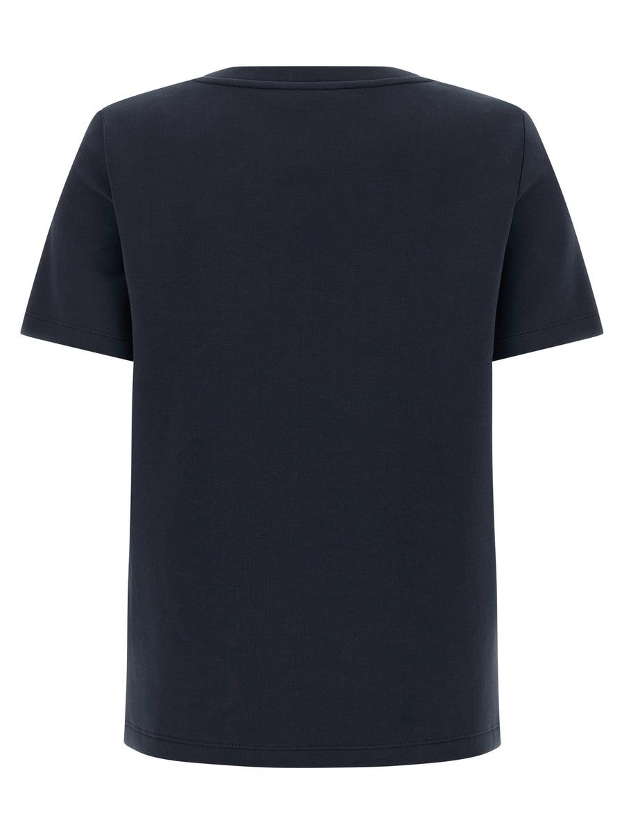 Max Mara Smmnancy T Shirt For Women Luxury Cotton Jersey With Short Embroidered Sleeves